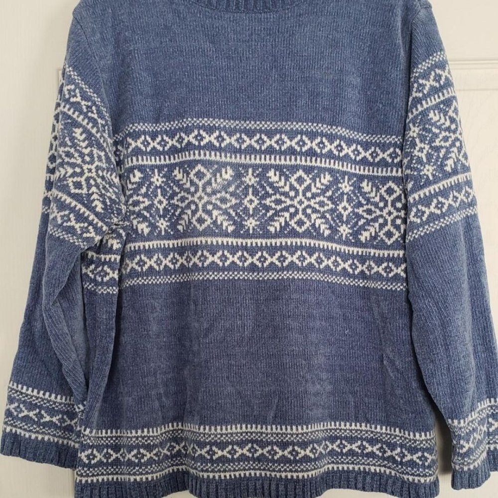 SONOMA life+style Womens Sweater size 1x Pullover Blue Snowflakes